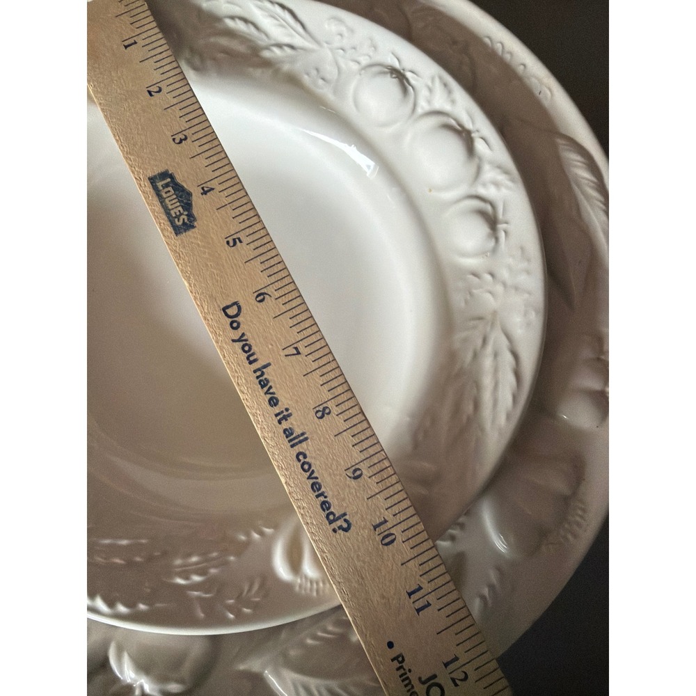 CIC Italy White Embossed Fruit Ceramic Soup Bowl and Charger Plate Set 2pc - Picture 6 of 8